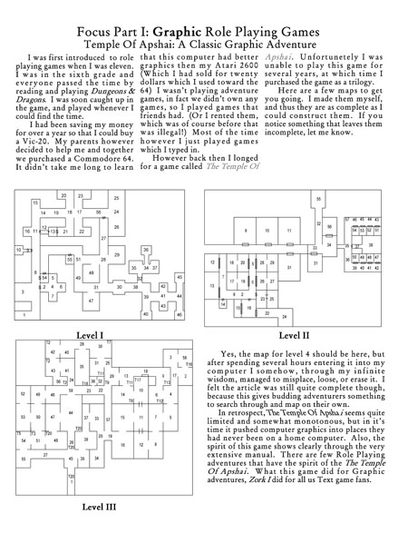 Temple of Apshai Article with Three Maps