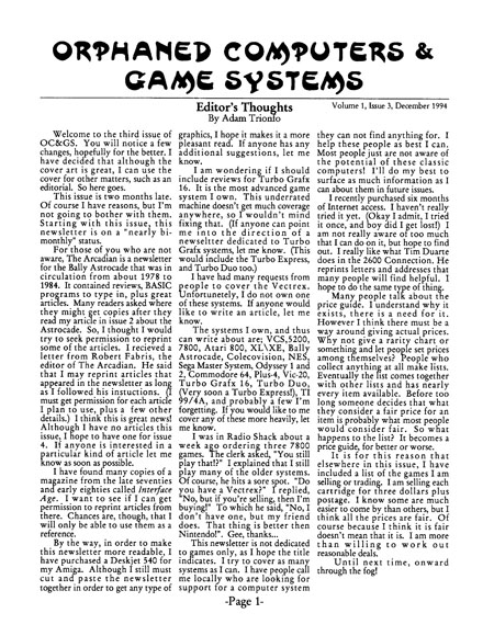 Orphaned Computers & Game System, Volume I, Issue #2 (December 1994)