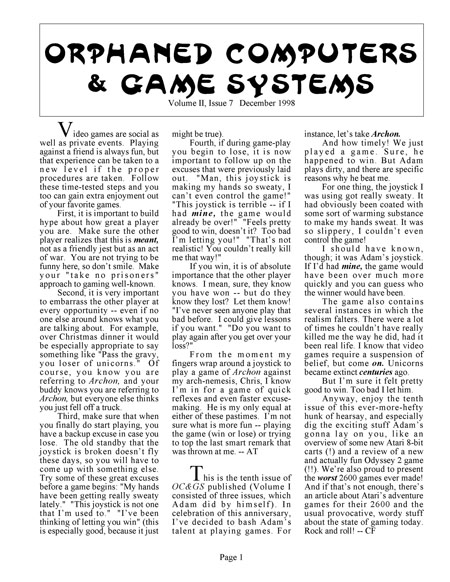Orphaned Computers & Game System, Volume I, Issue #2 (December 1994)
