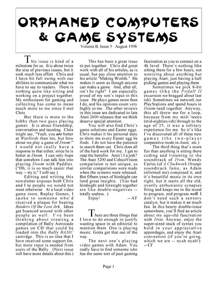 Orphaned Computers & Game System, Volume II, Issue #5 (August 1998)