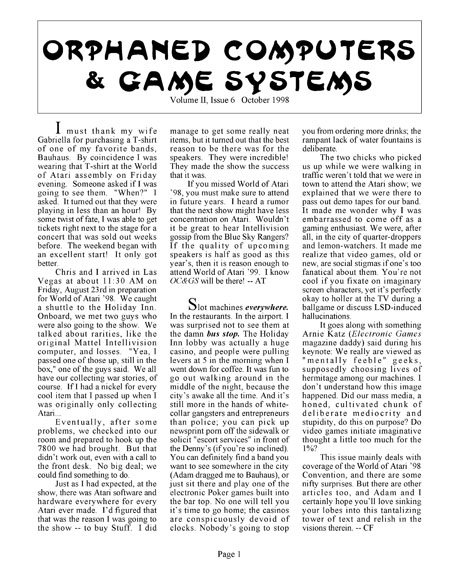 Orphaned Computers & Game System, Volume II, Issue #6 (October 1998)