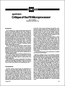 Critique of the F8 Microprocessor